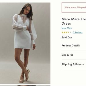 Mare Mare White Sheer-Sleeve Mini Wedding Dress